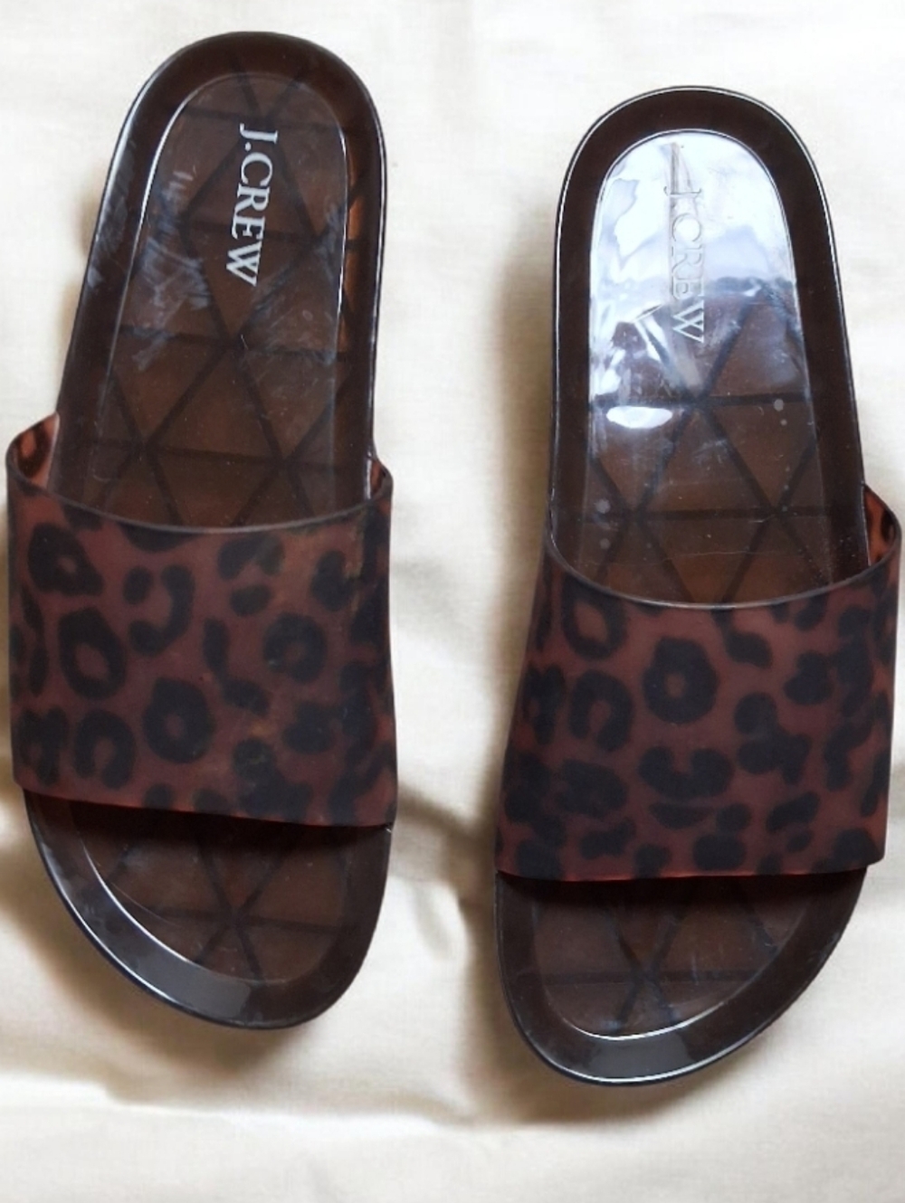 J. Crew Tortoise Pool Rubber Slides Size 9 - Picture 2 of 4